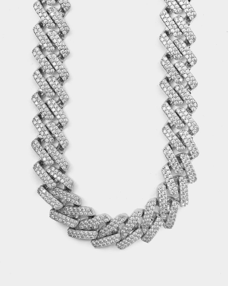 Saint Morta Interlink 20" Necklace Iced White Gold thumbnail - 2