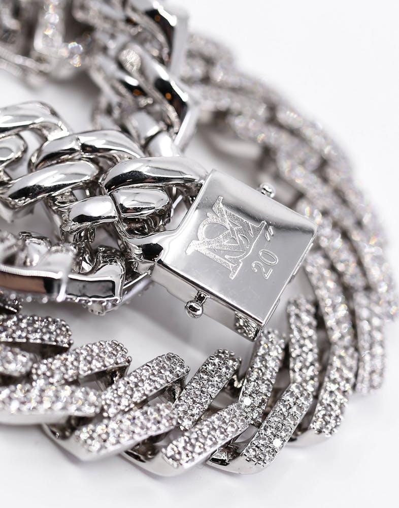 Saint Morta Interlink 20" Necklace Iced White Gold thumbnail - 5