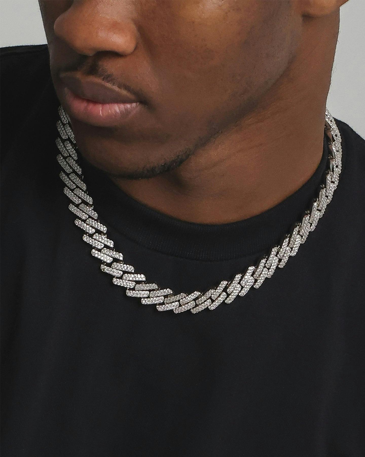 Saint Morta Interlink 20" Necklace Iced White Gold