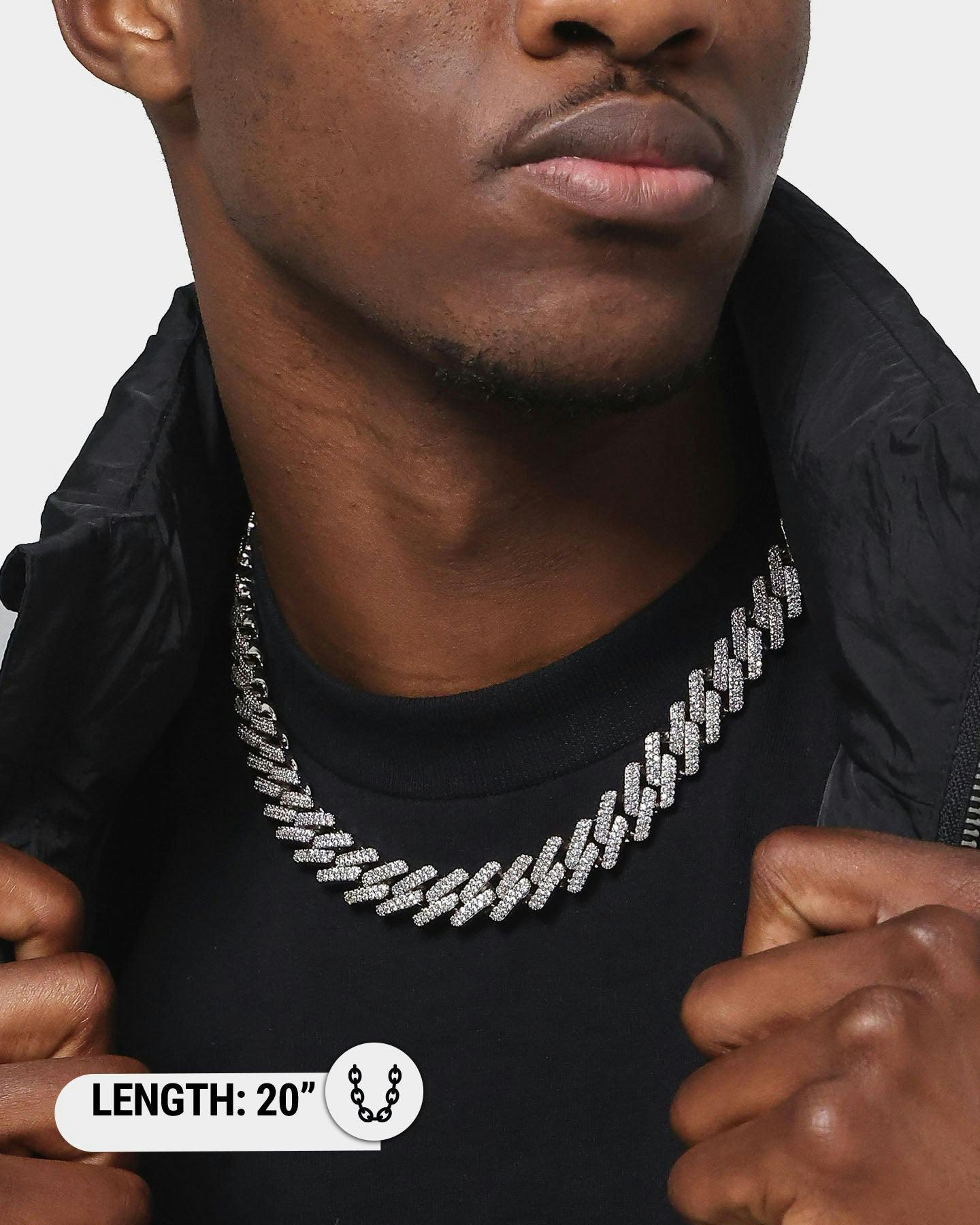 Saint Morta Interlink 20" Necklace Iced White Gold