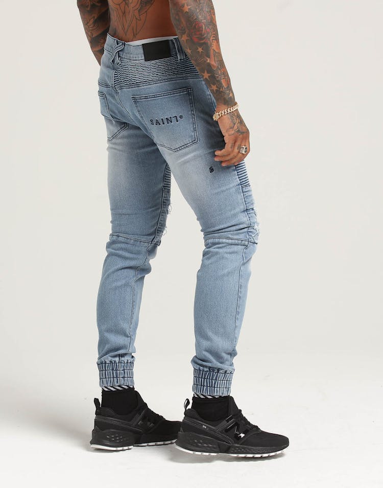 Saint Morta Motorista Biker Jean Light Blue
