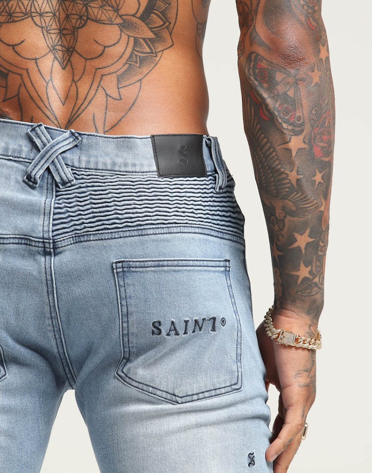 Saint Morta Motorista Biker Jean Light Blue