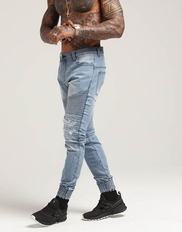 Saint Morta Motorista Biker Jean Light Blue