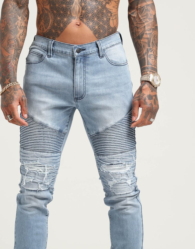 Saint Morta Motorista Biker Jean Light Blue