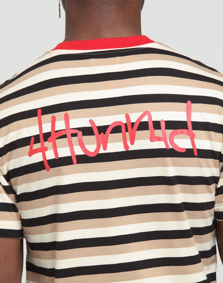 4HUNNID Stripe 2 Logo Tee Black/Tan