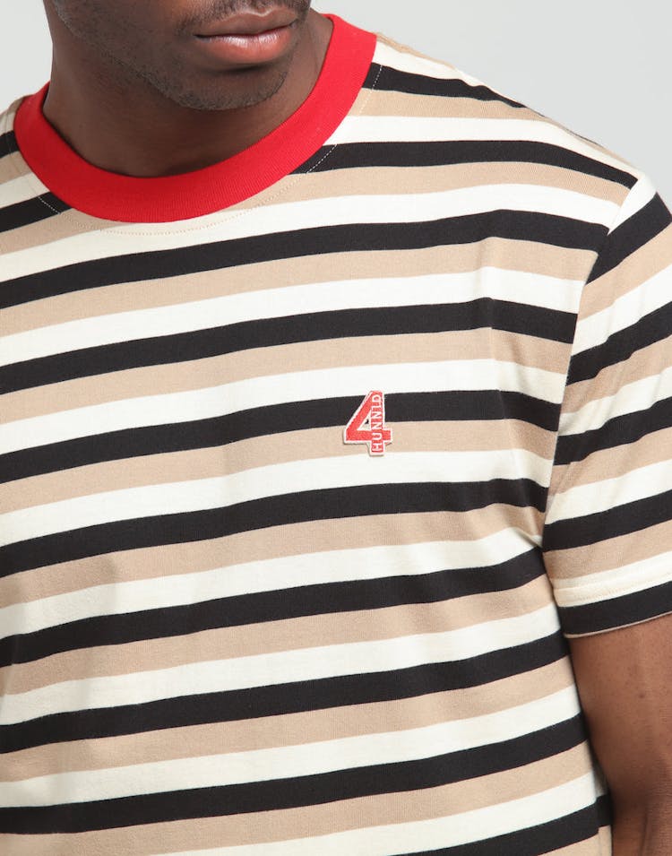 4HUNNID Stripe 2 Logo Tee Black/Tan