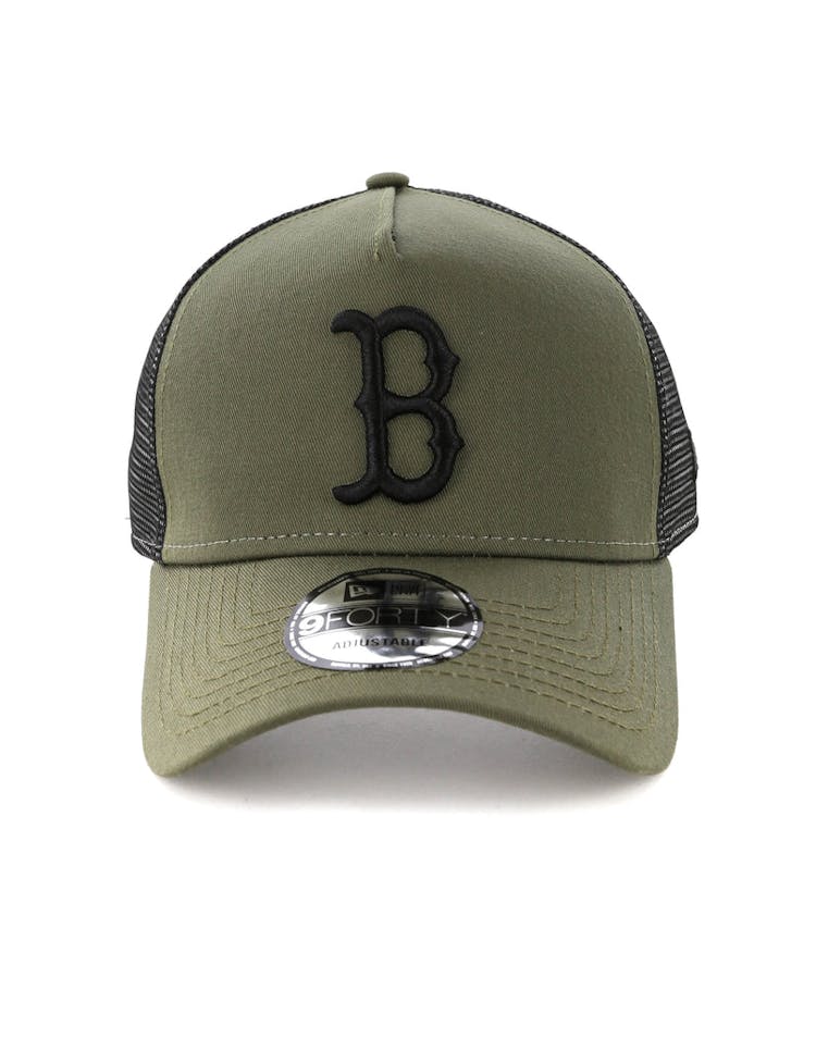 New Era Boston Red Sox 9FORTY A-Frame Trucker Snapback Olive/Black