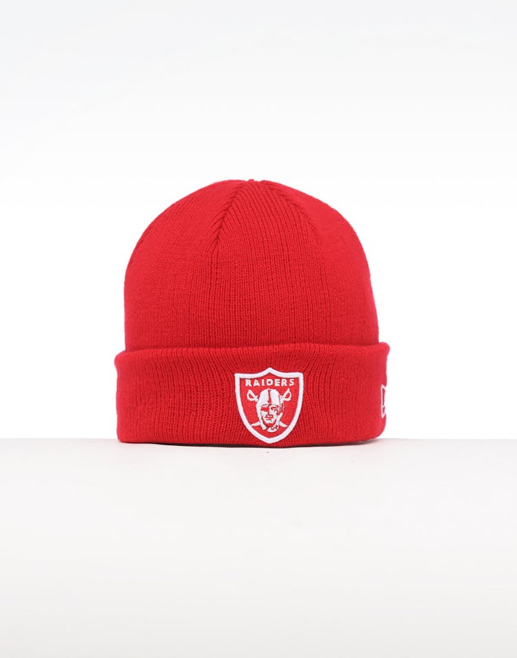 New Era Infant Raiders 6 Dart Cuff Beanie Scarlet/White