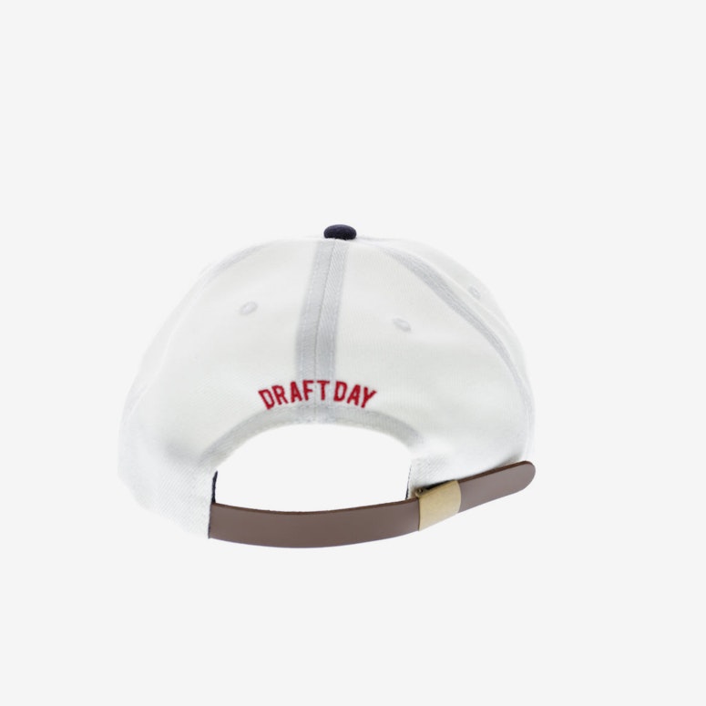 Doug 5 Panel Leather Strapback White/navy