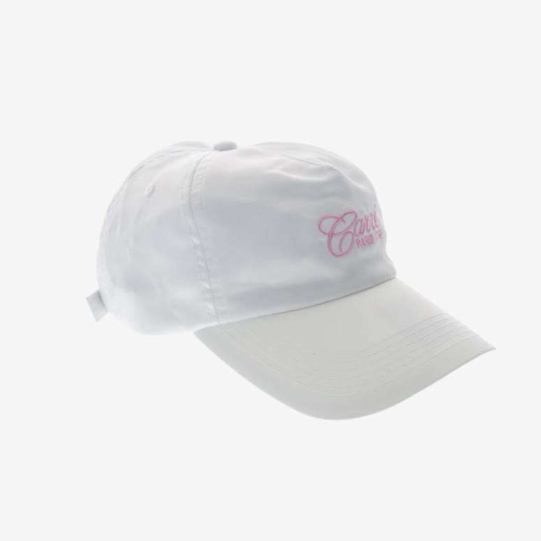 Carré Staple Script Satin Strapback White/Pink