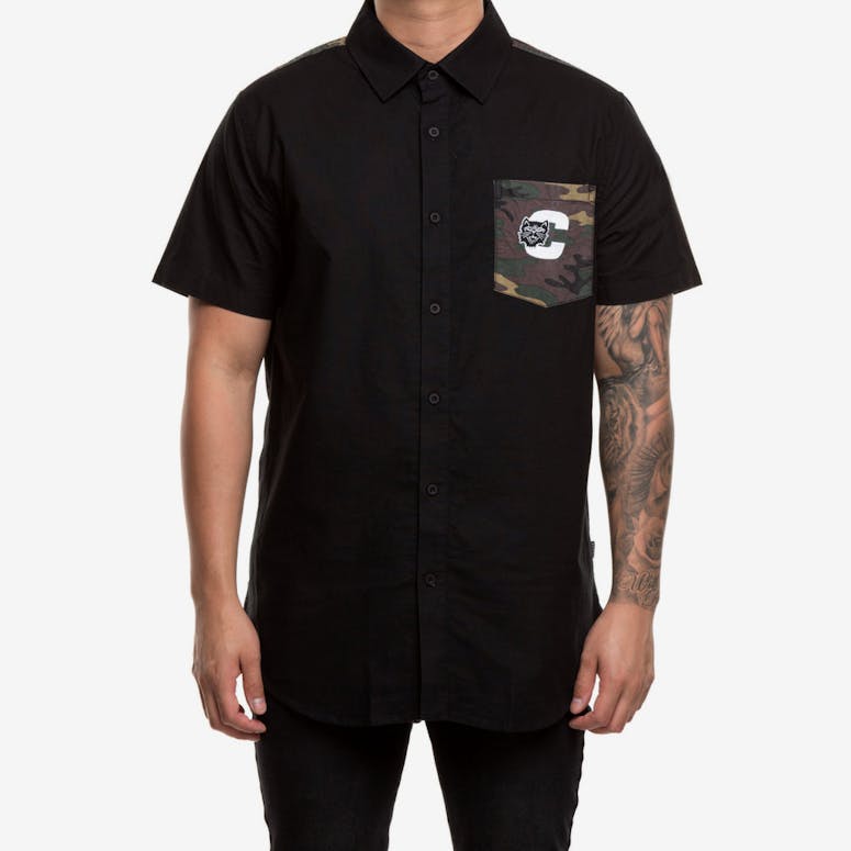 Carré Premier Short Sleeve Button Up Black/Camo