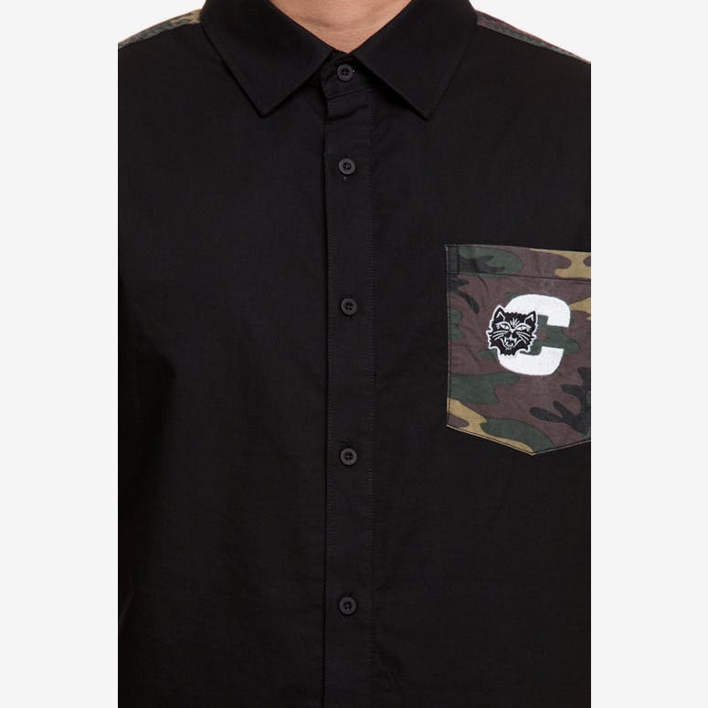 Carré Premier Short Sleeve Button Up Black/Camo