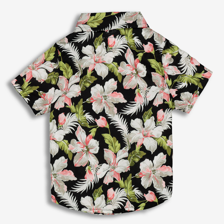 Lil Hommé Floret Button-Up Shirt Black/White/Red