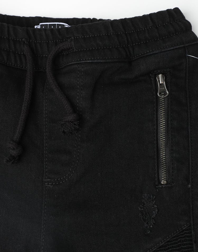 Lil Hommé Biker Panel Jogger Black Denim