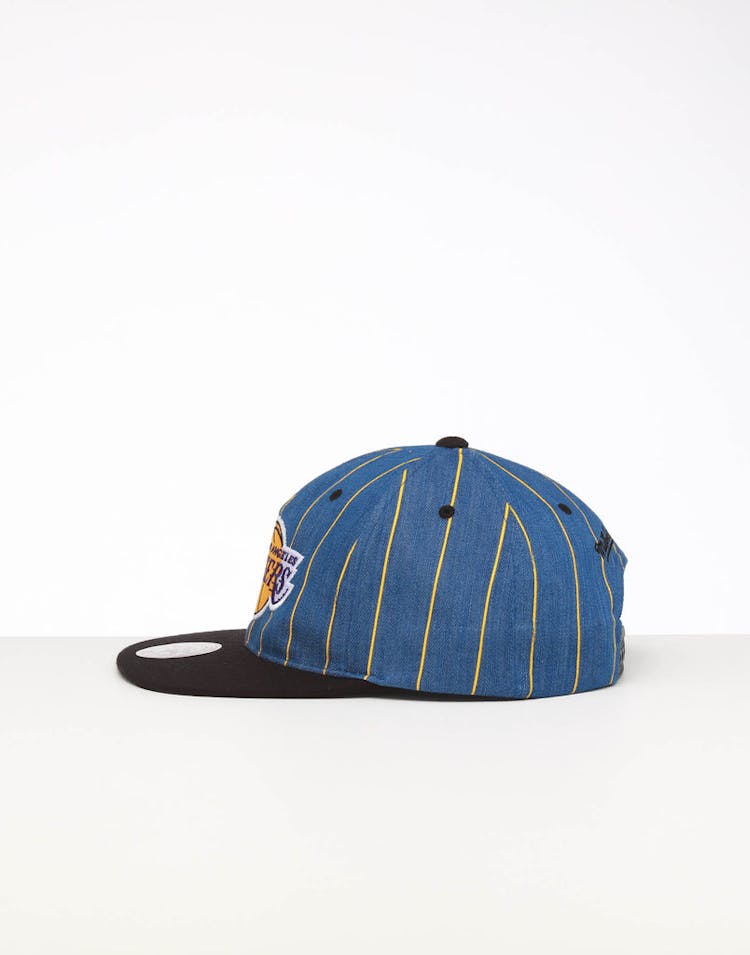 Mitchell & Ness Los Angeles Lakers Low Crown Retro Snapback Denim Pinstripe