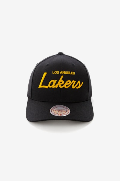 Mitchell & Ness Los Angeles Lakers Basic Script Precurve Snapback Black/Yellow