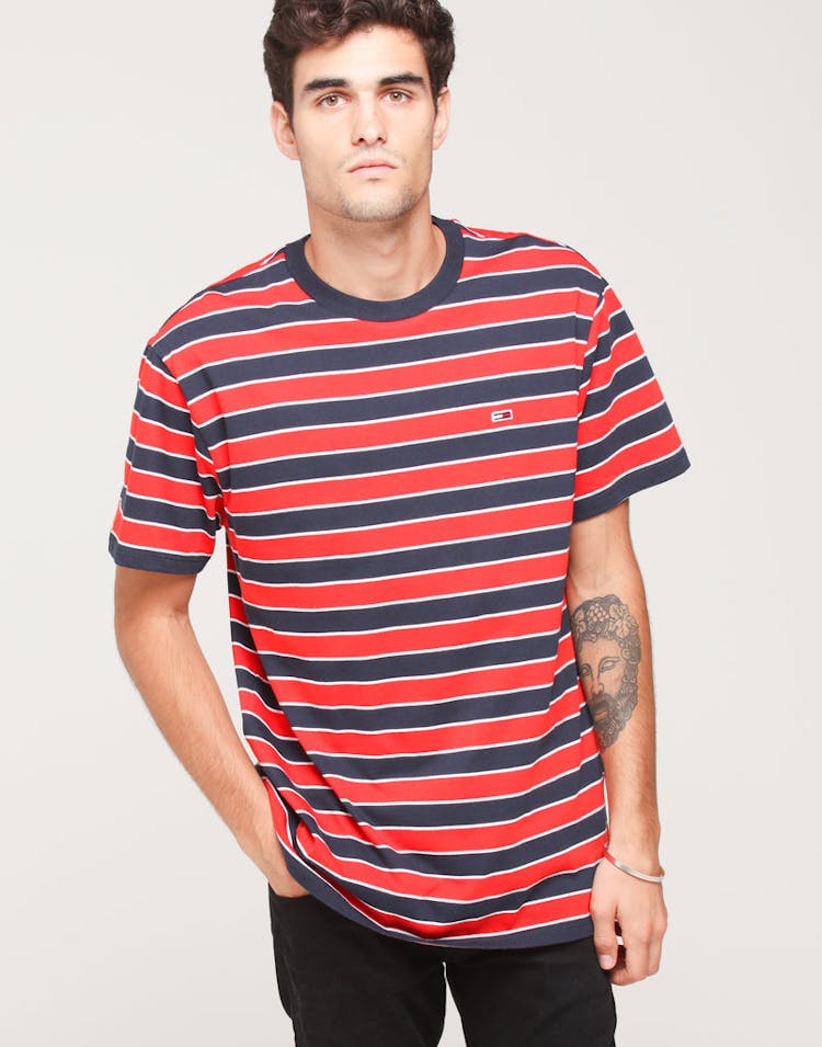 Tommy Jeans TJM Bold Stripe Tee Scarlet/Multi