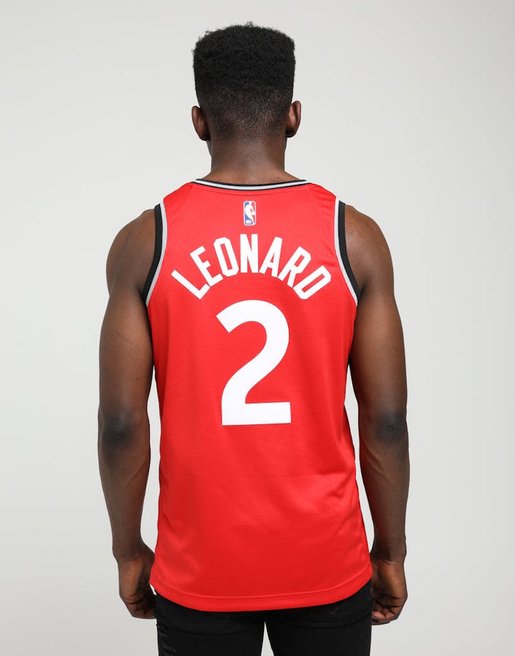 NIKE TORONTO RAPTORS KAWHI LEONARD #2 DRI-FIT SWINGMAN JERSEY RED/BLACK