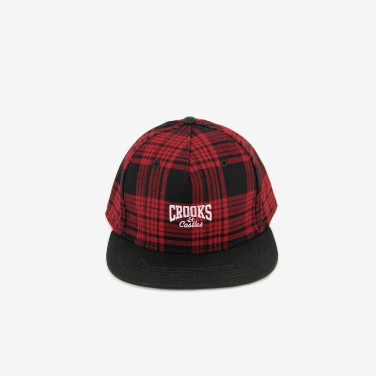 Core Logo Plaid Snapback Red/black