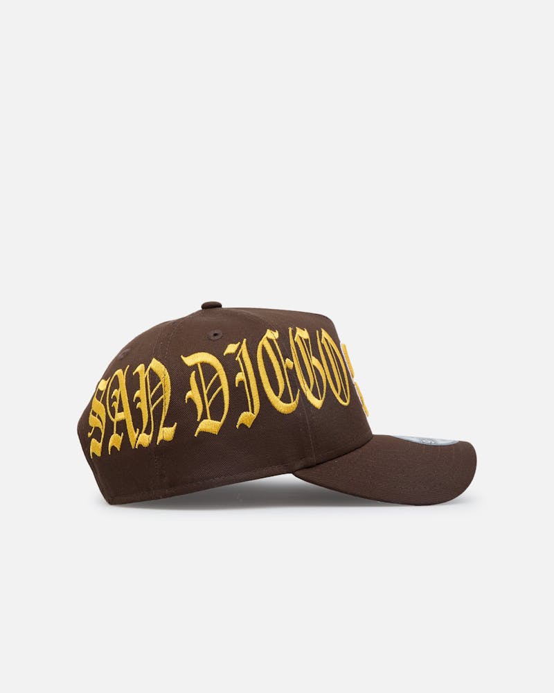 New Era San Diego Padres 'Goth Script' 9FORTY A-Frame Snapback Walnut/Gold