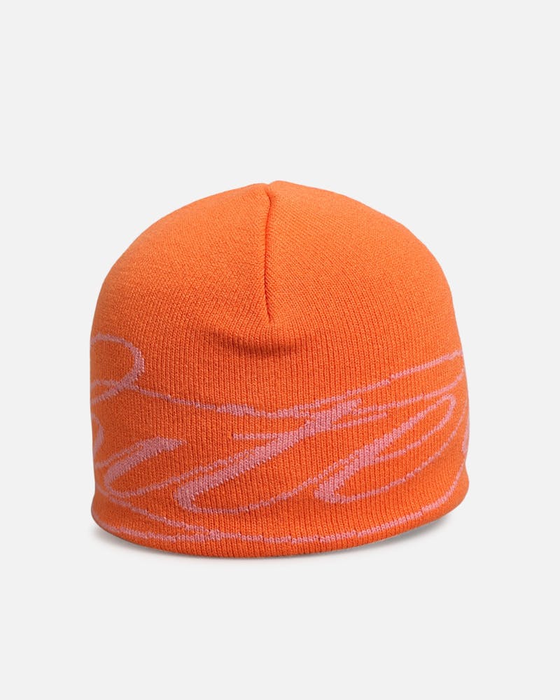 Loiter Skull Knit Beanie Orange