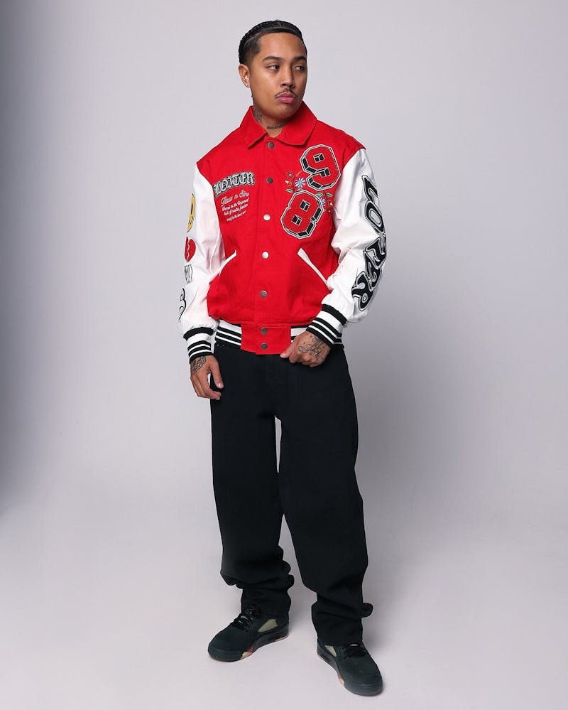 Loiter Flaws Varsity Jacket Red/Off White
