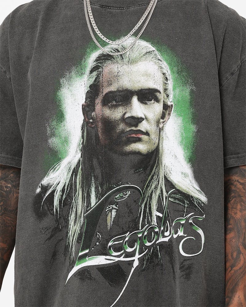American Thrift X The Lord Of The Rings Legolas Heavyweight Vintage T-Shirt Black Wash
