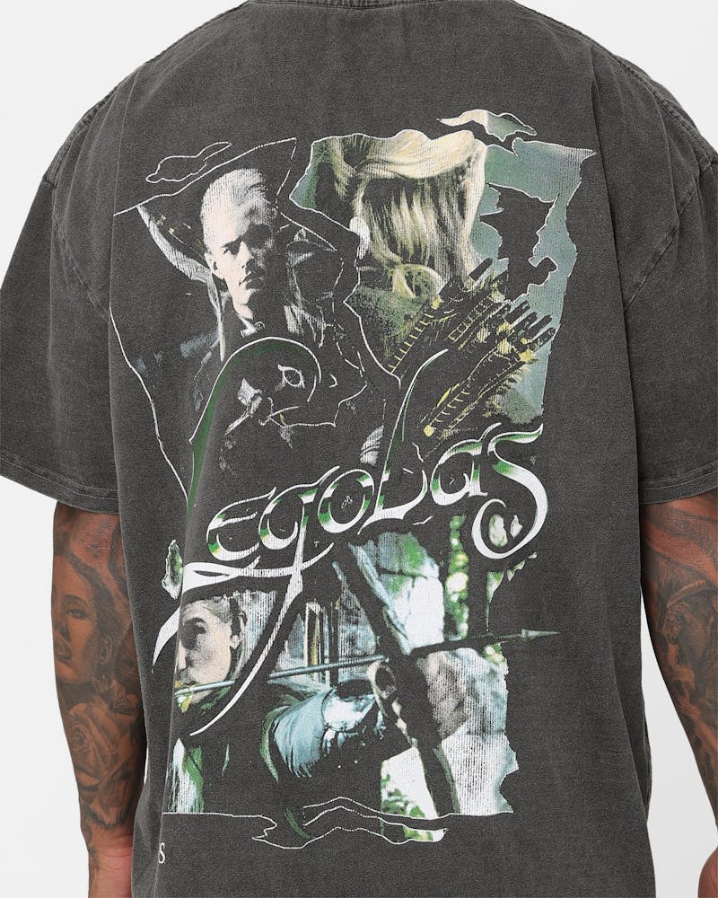 American Thrift X The Lord Of The Rings Legolas Heavyweight Vintage T-Shirt Black Wash