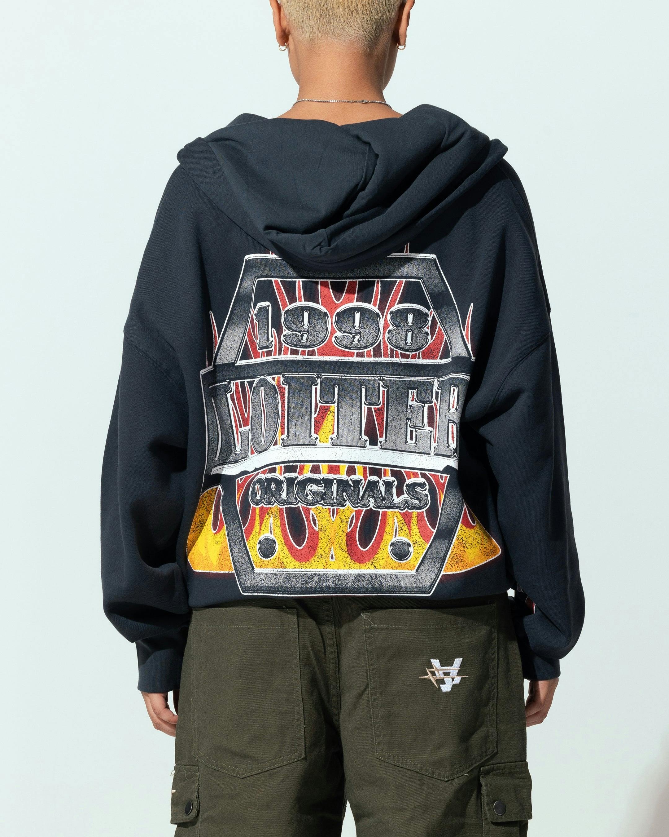 Loiter Motor Zip Hoodie Charcoal