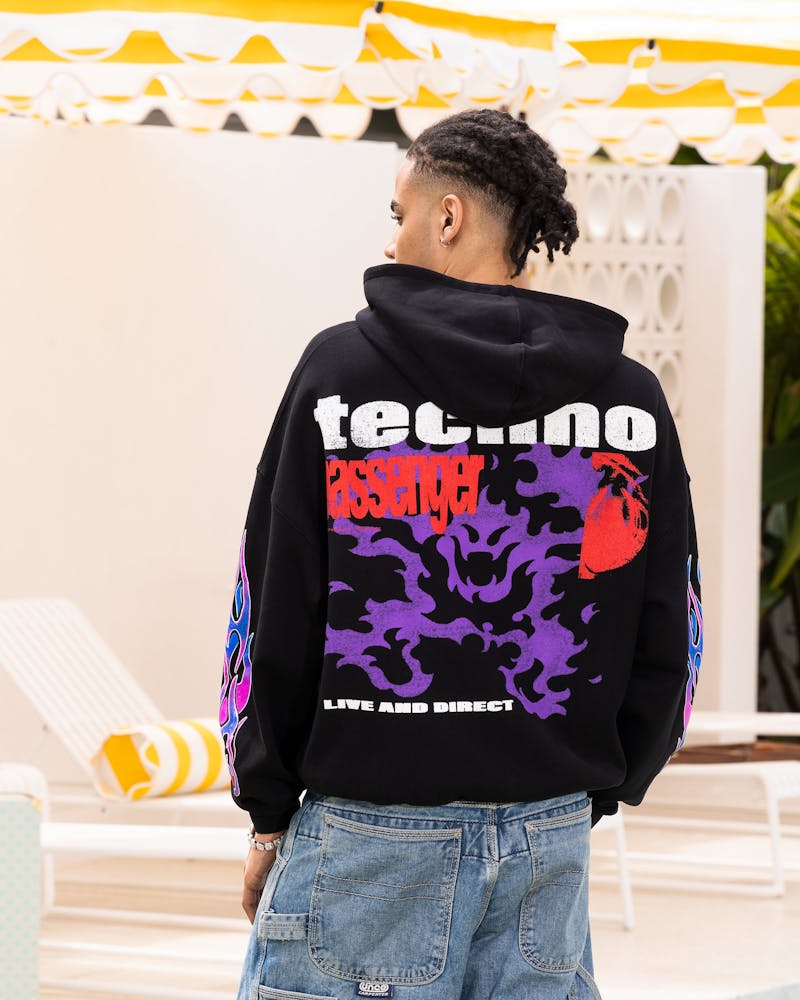 Loiter Live In Direct Vintage Hoodie Black