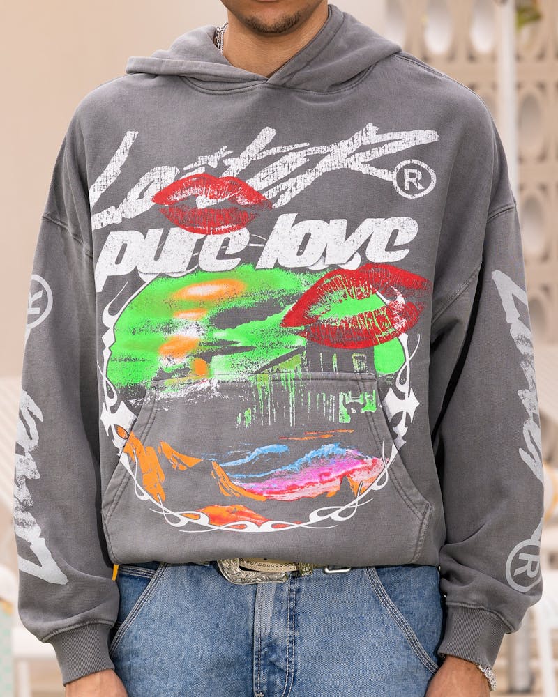 Loiter Pure Love Vintage Hoodie Charcoal