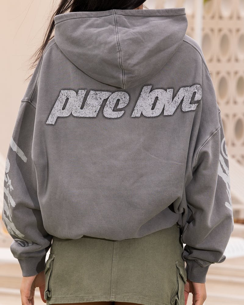 Loiter Pure Love Vintage Hoodie Charcoal