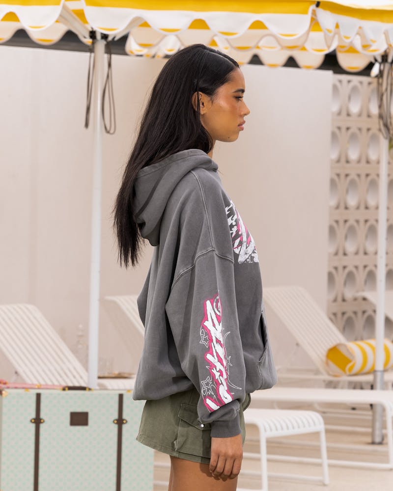 Loiter Wave Break Vintage Hoodie Charcoal