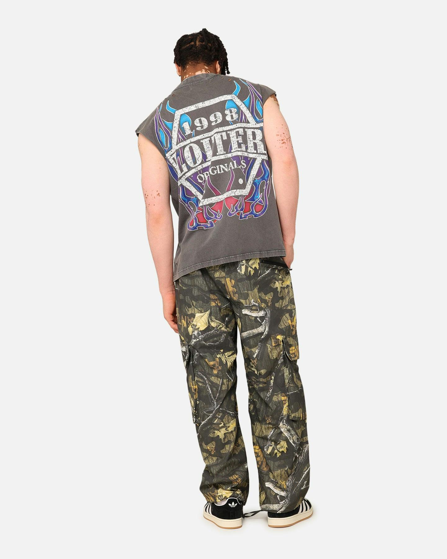 Loiter Motor Eagle Oversized Muscle T-Shirt Vintage Charcoal