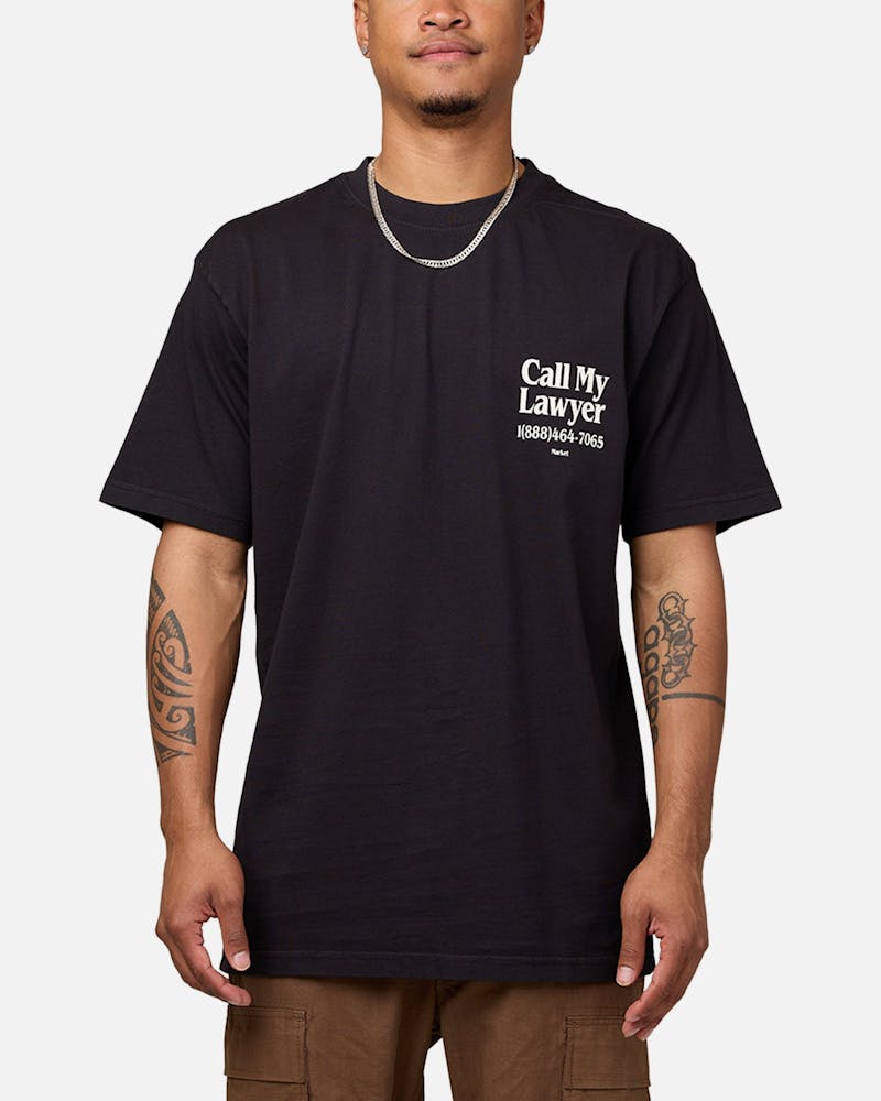 Market Call My Lawyer T-Shirt Washed Black