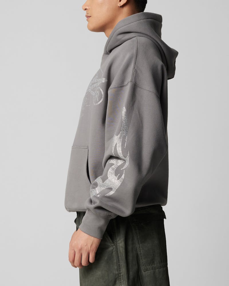 Loiter Atlantic Rhinestone Hoodie Charcoal