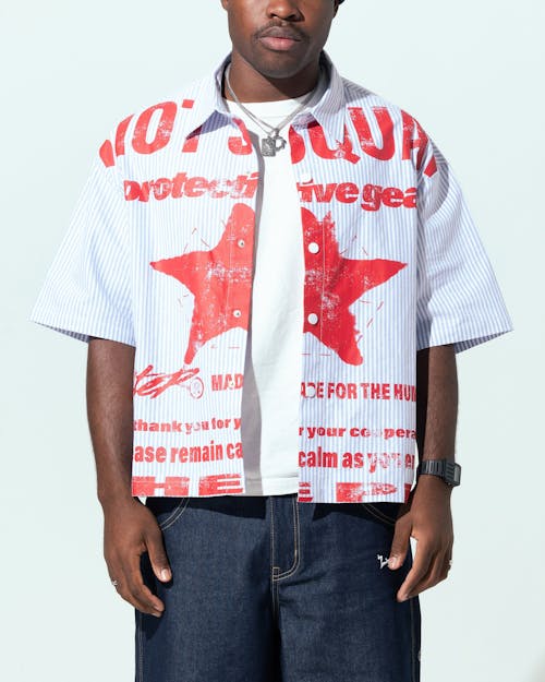 Loiter Scrap Book Button Up Shirt Off White