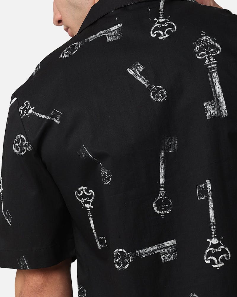 Saint Morta Skeleton Key Button Up Shirt Black