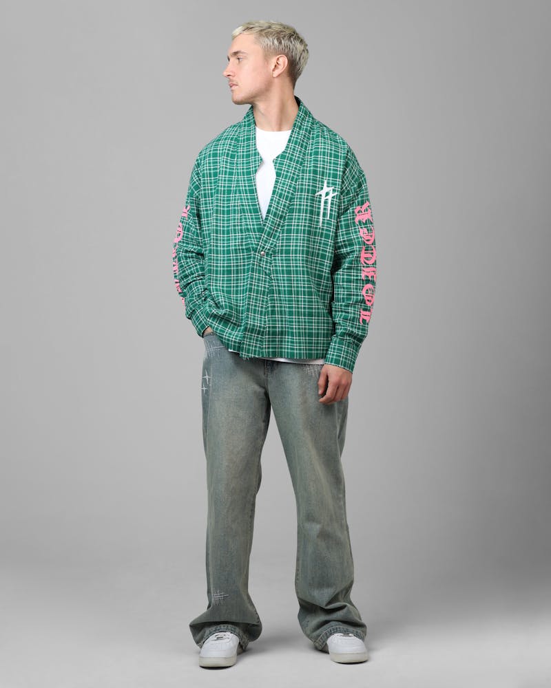 Loiter Kimono Flannel Green
