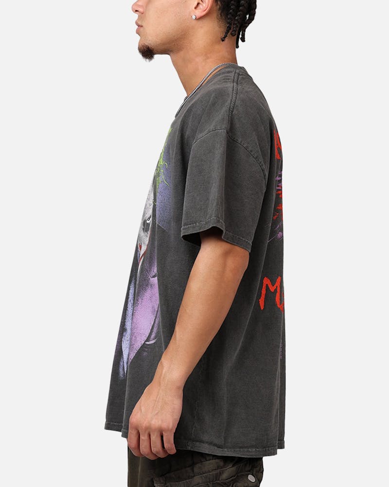American Thrift X DC Batman The Joker Magic Trick Heavyweight T-Shirt Black Wash