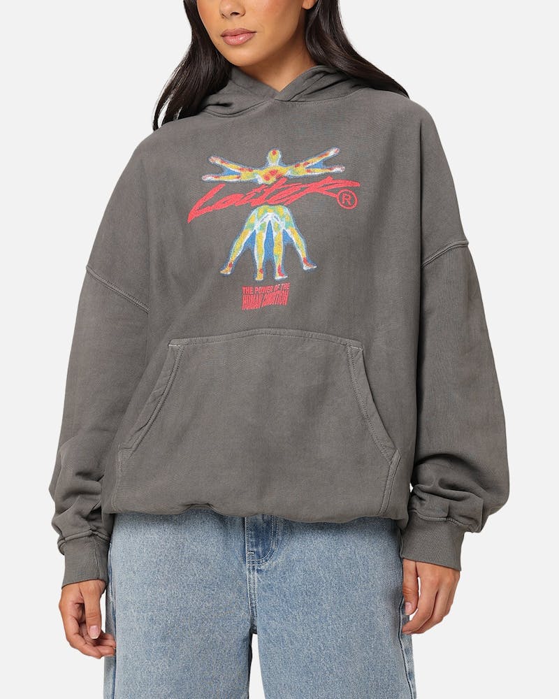 Loiter Human Condition Hoodie Washed Charcoal