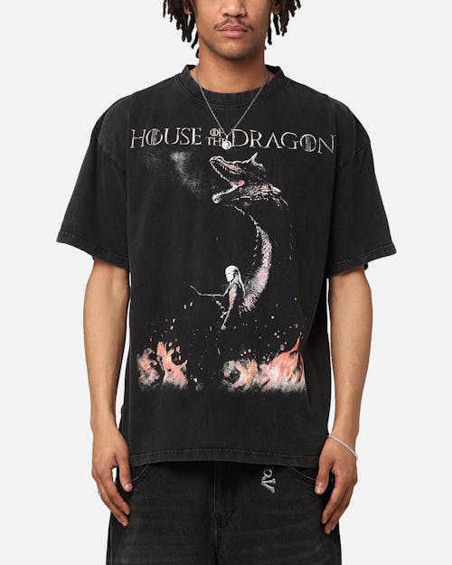 Goat Crew X Game Of Thrones Jon Snow Vintage T-Shirt Black Acidwash