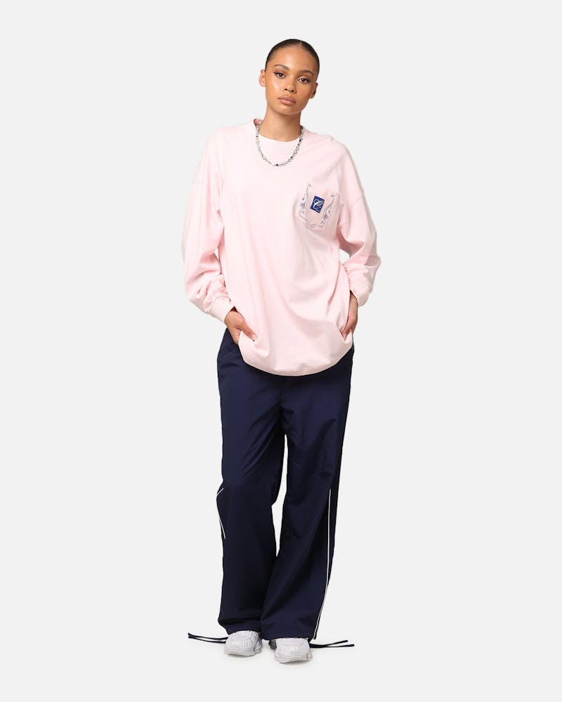 Carre Floral Pocket Oversized Long Sleeve T-Shirt Pink