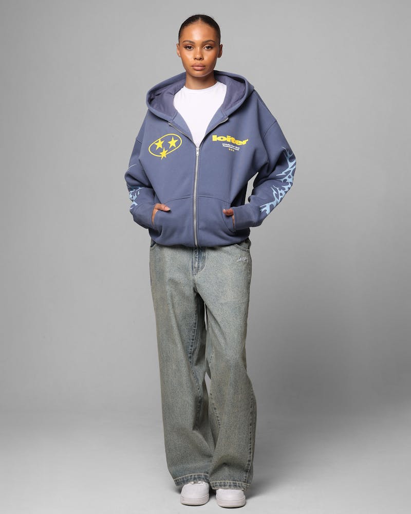 Loiter Solar Zip Hoodie Blue