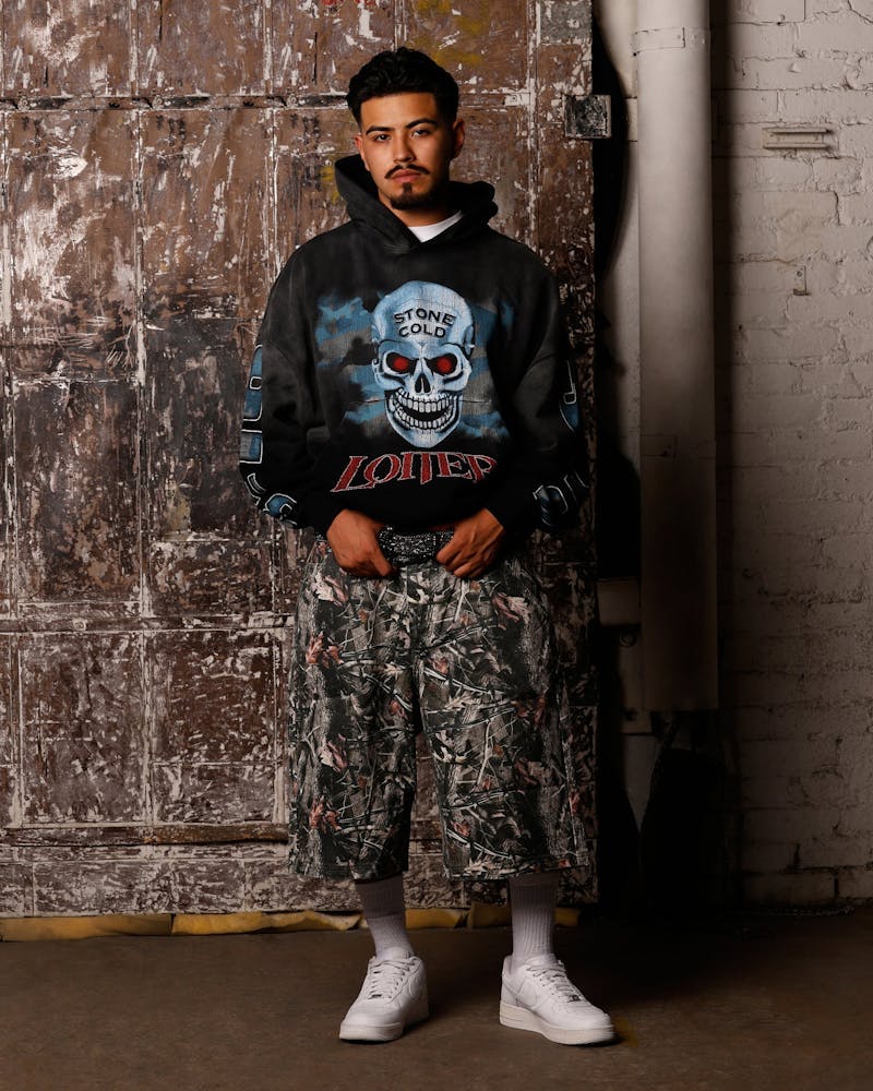 Loiter X WWE Stone Cold Premium Hoodie Vintage Black