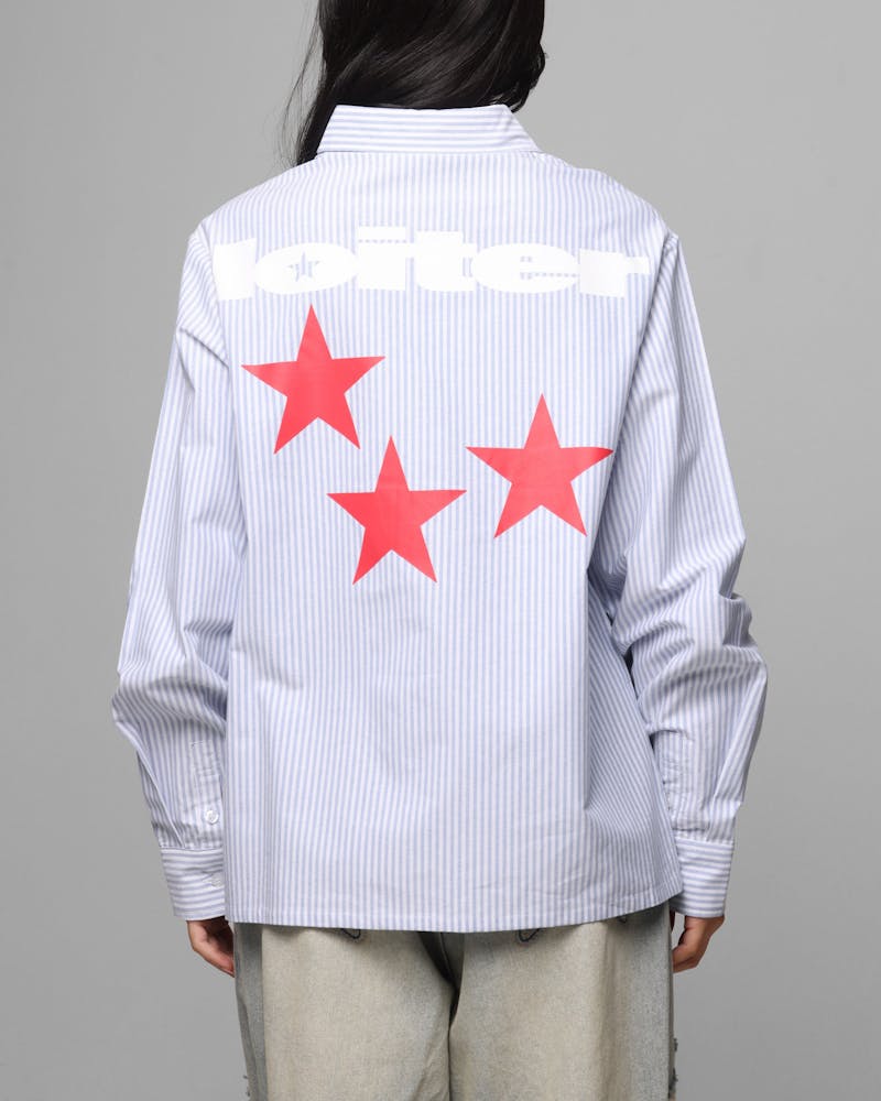Loiter Solar Button Up Shirt Blue Pin Stripe
