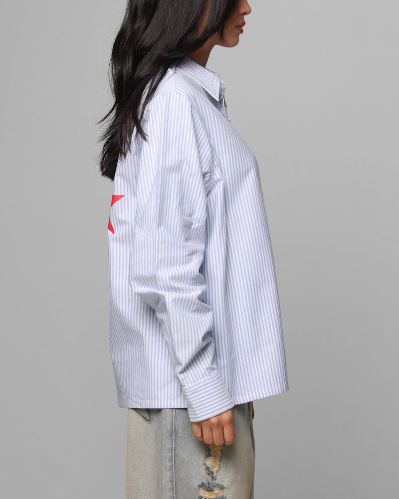Loiter Solar Button Up Shirt Blue Pin Stripe