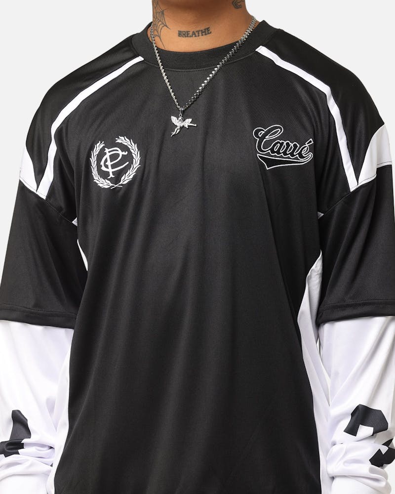 Carre Football Layered Long Sleeve T-Shirt Black/White