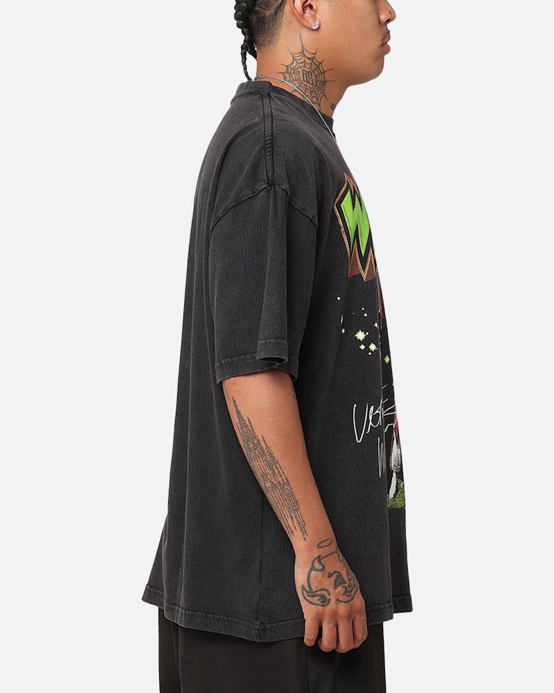 Culture Kings X WWE Ultimate Warrior Vintage T-Shirt Black Acidwash