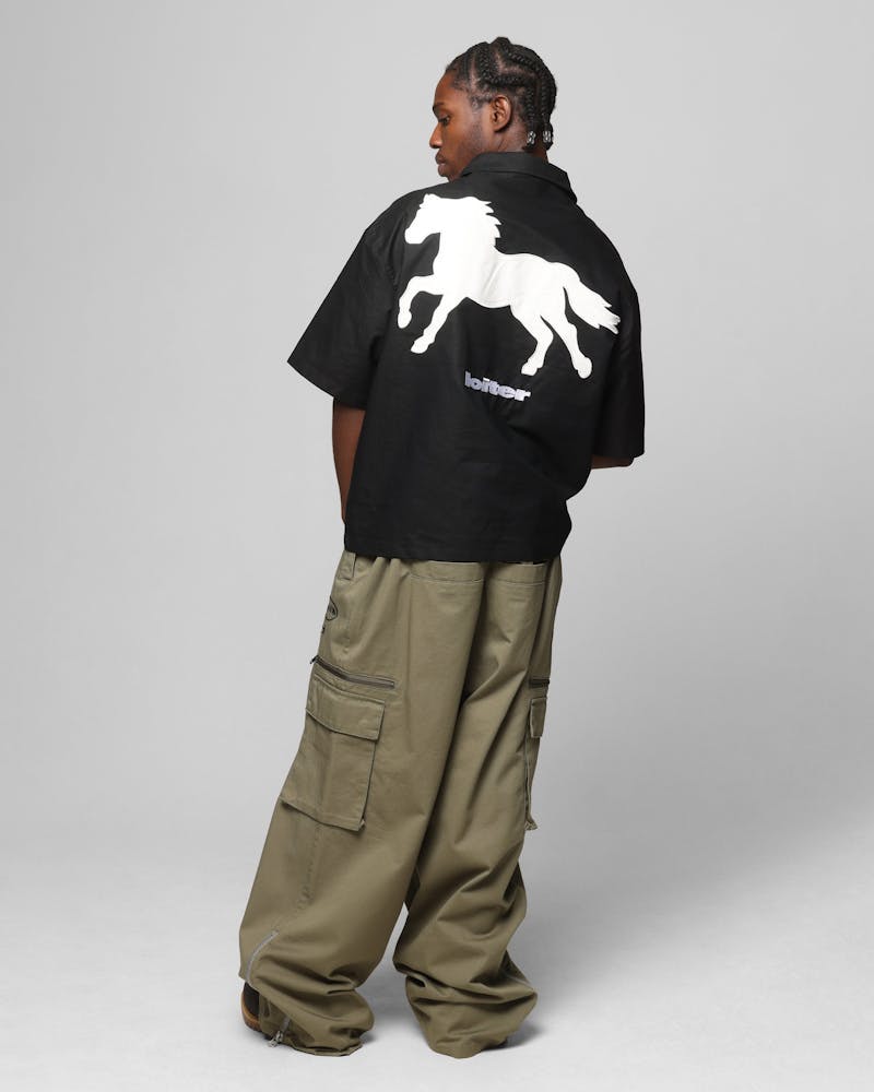 Loiter Rodeo Quarter Zip Up Shirt Black